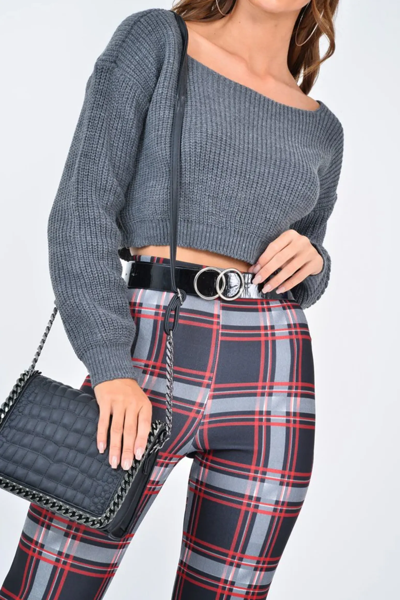Rebellious Fashion Black Check High Waist Flared Trousers - Cherie