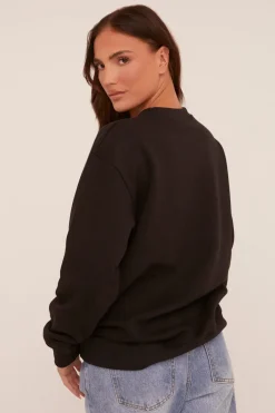 Rebellious Fashion Black Cherry Print Oversized Sweatshirt - Kellin