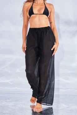 Rebellious Fashion Black Chiffon Cover Up Trousers - Nicole