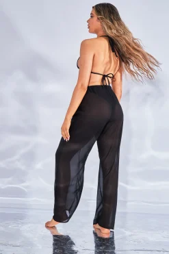 Rebellious Fashion Black Chiffon Cover Up Trousers - Nicole
