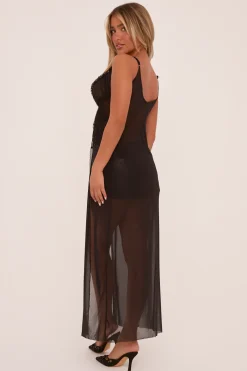 Rebellious Fashion Black Chiffon tie Front Longline Top - Benny