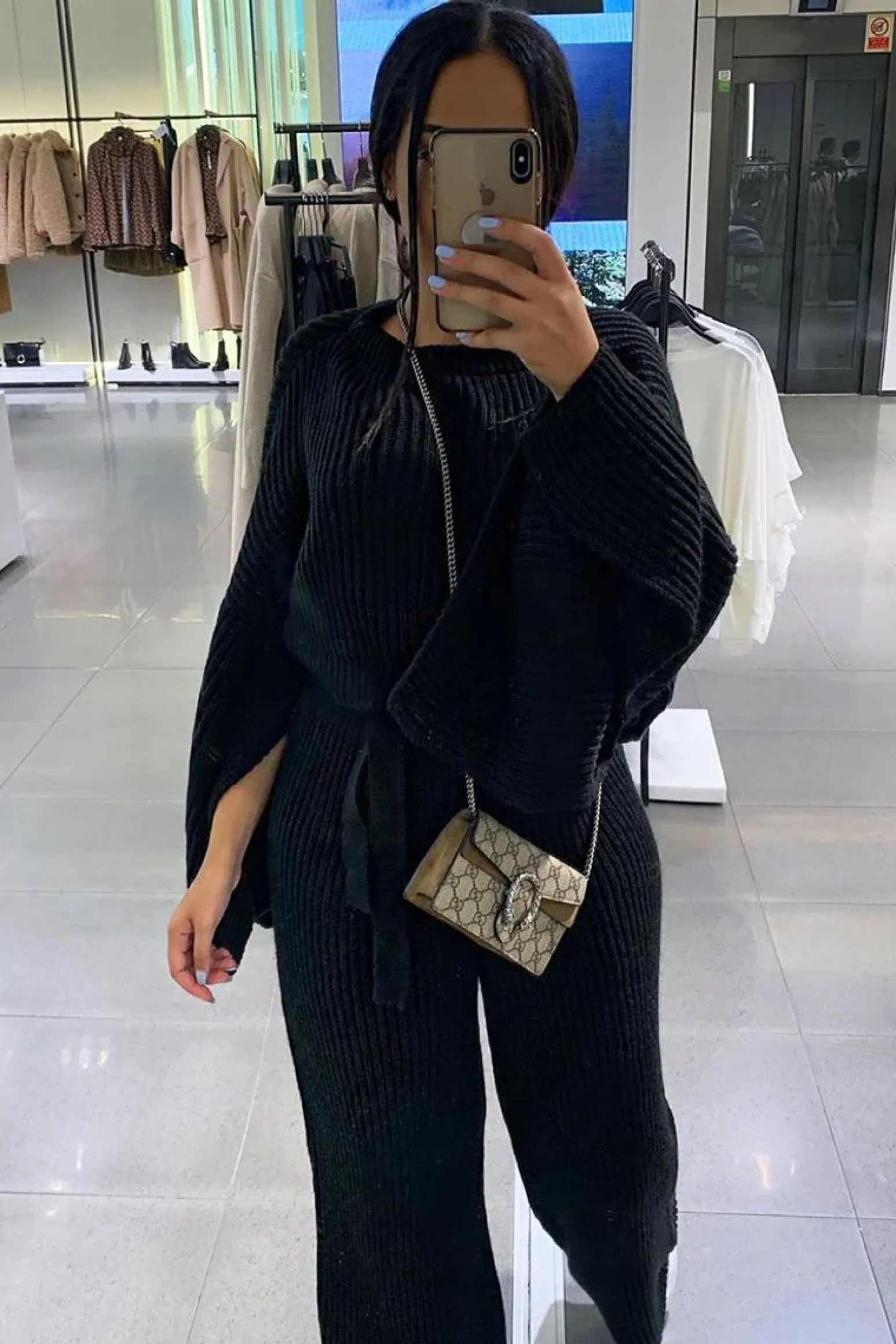 Rebellious Fashion Black Chunky Knit Loungewear Set - Harper