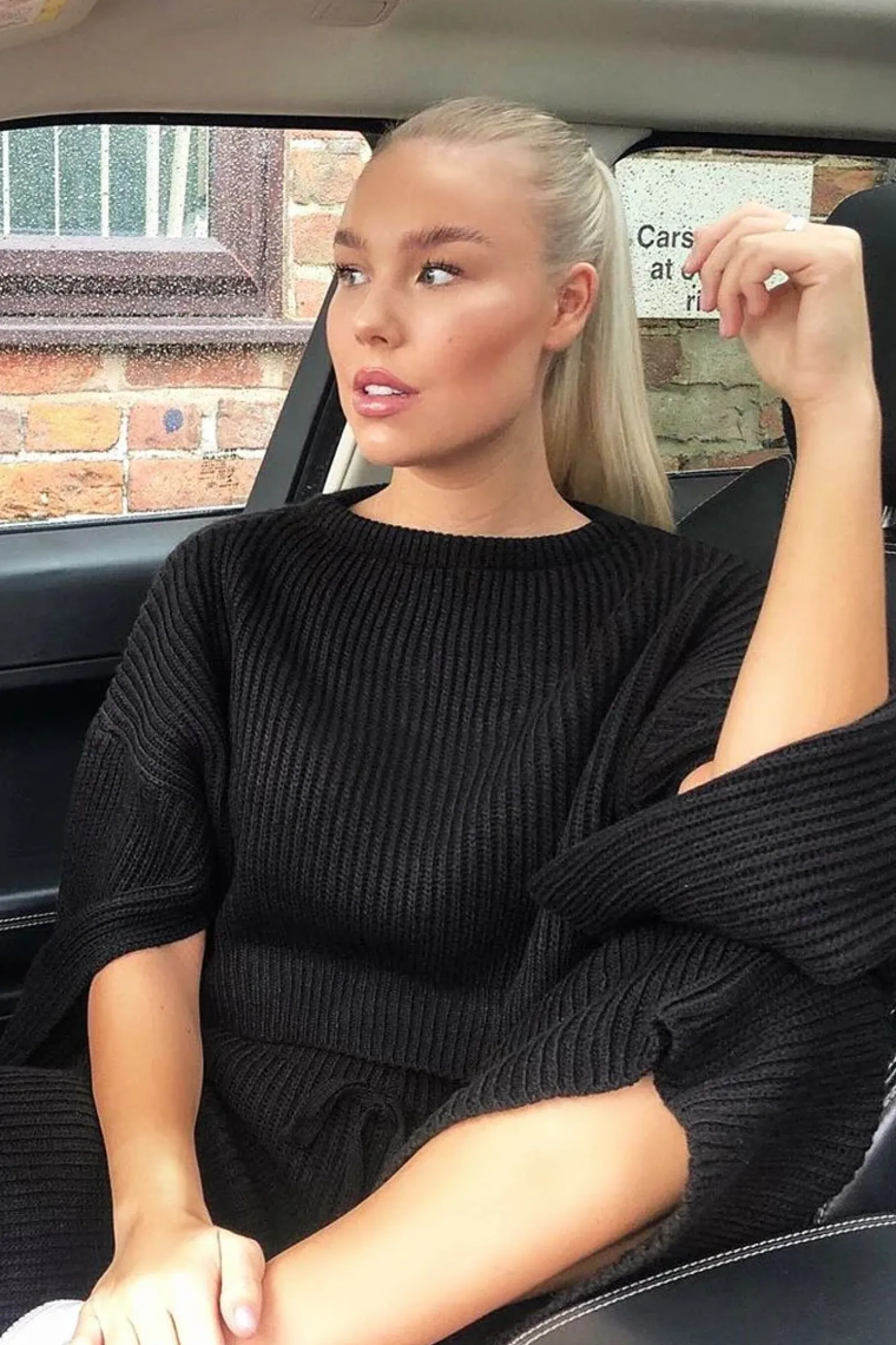 Rebellious Fashion Black Chunky Knit Loungewear Set - Harper
