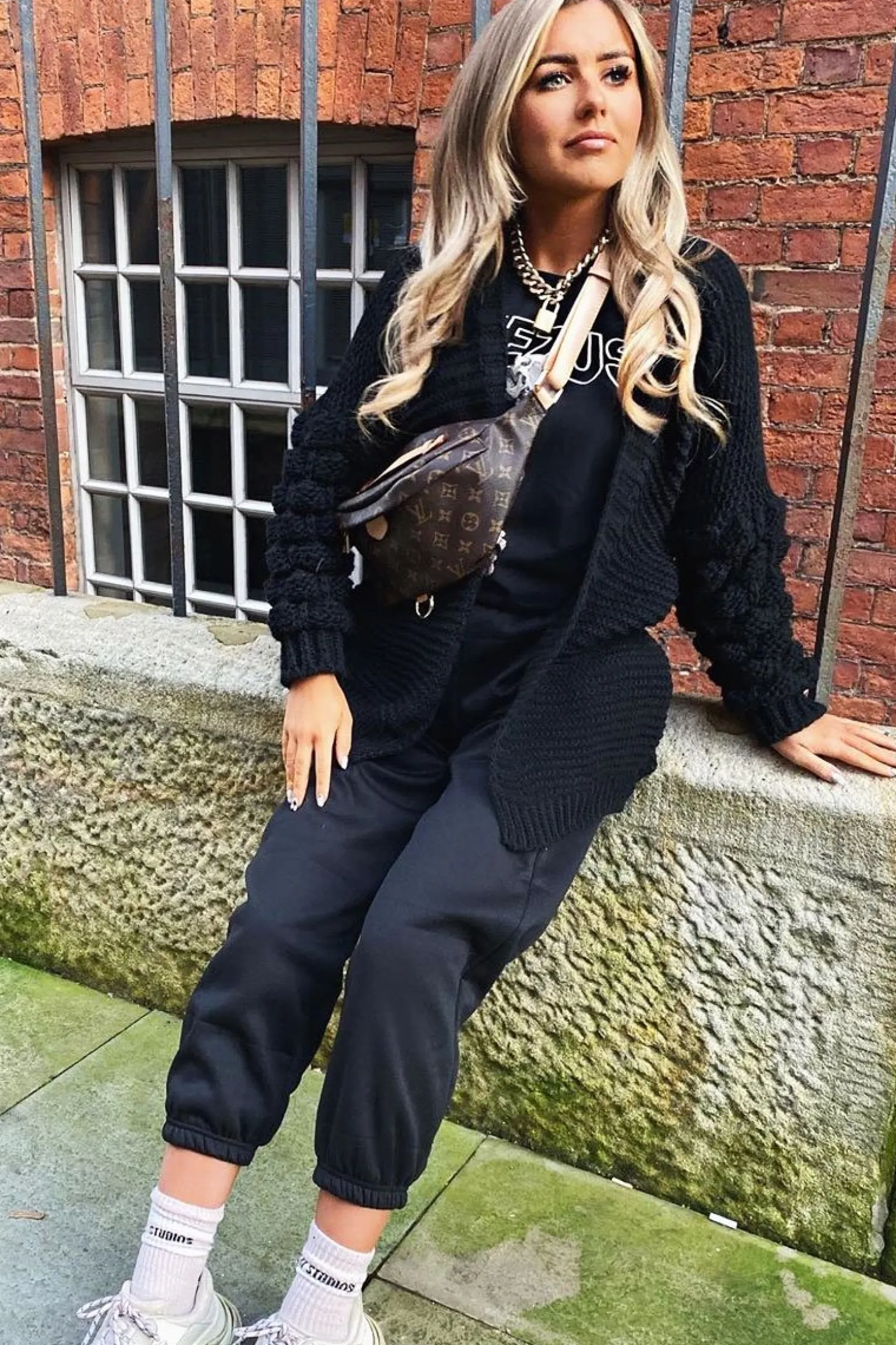 Rebellious Fashion Black Chunky Knit Oversized Cardigan - Eaden