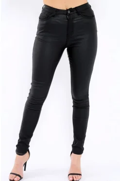 Rebellious Fashion Black Coated Skinny Jeans - Teya