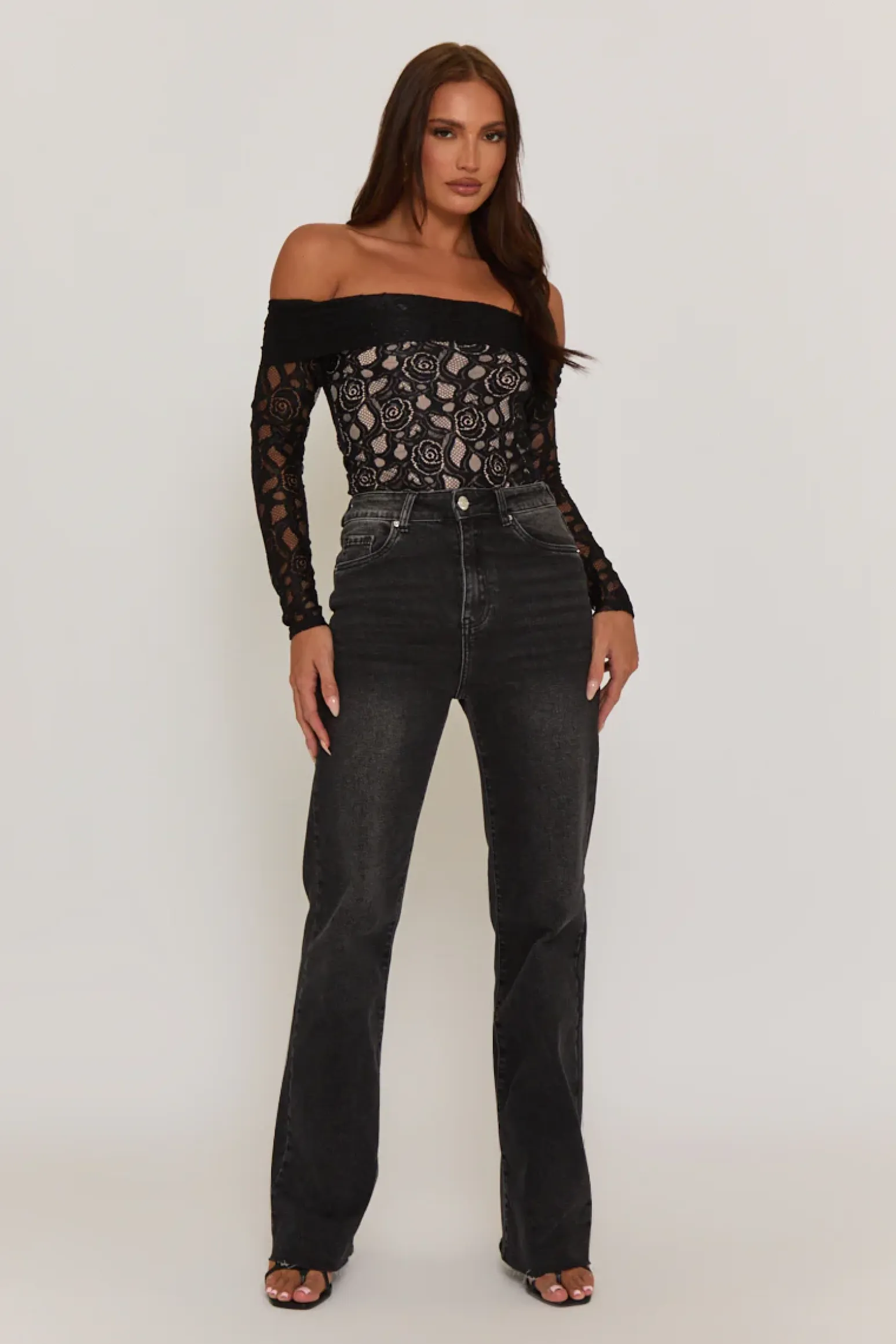 Rebellious Fashion Black Contrast Lace Bandeau Bodysuit - Betania