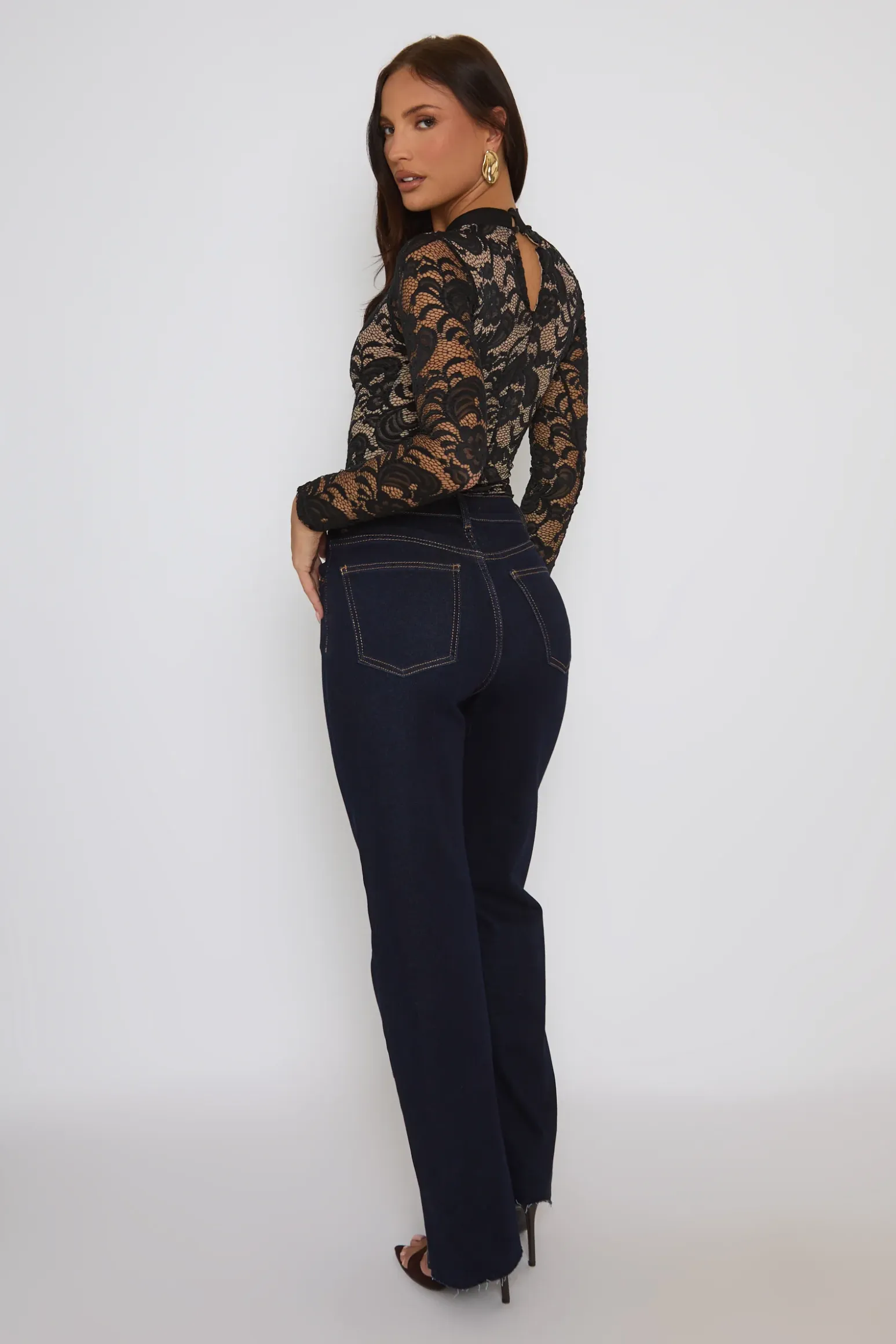 Rebellious Fashion Black Contrast Lace Bodysuit - Kirstin