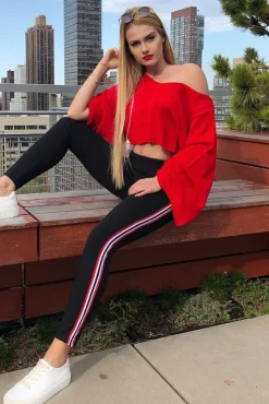 Rebellious Fashion Black Contrast Side Stripe Trousers - Arva