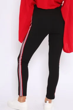 Rebellious Fashion Black Contrast Side Stripe Trousers - Arva