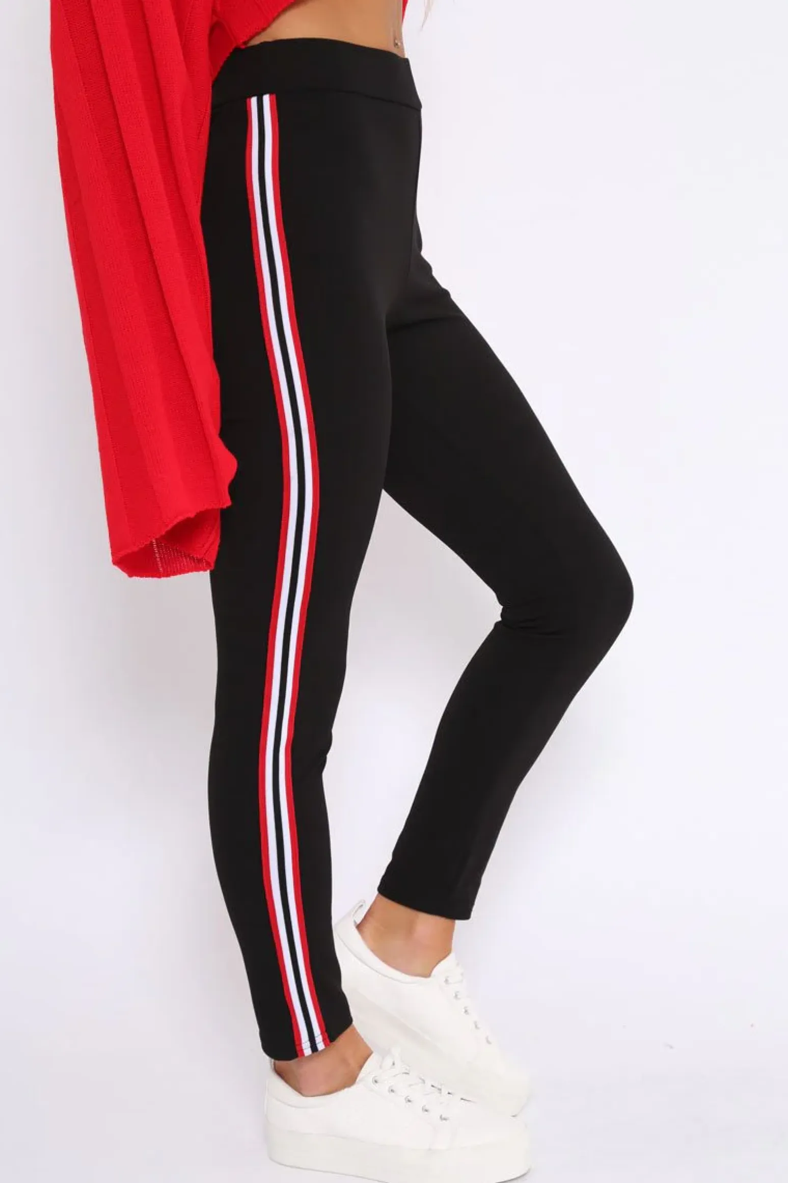 Rebellious Fashion Black Contrast Side Stripe Trousers - Arva