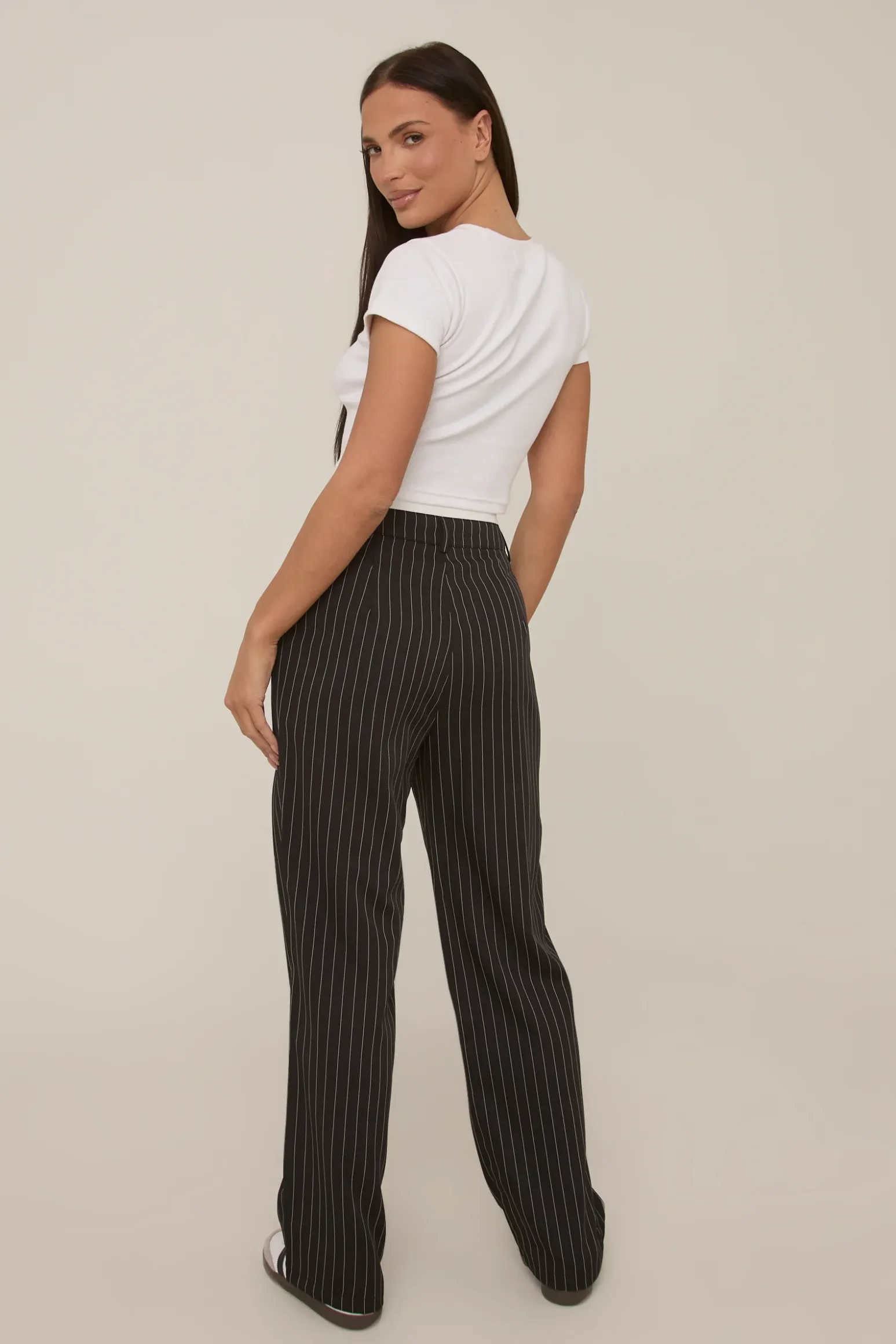 Rebellious Fashion Black Contrast Stripe Wide Leg High Waisted Trousers - Leilani