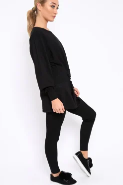 Rebellious Fashion Black Co-ord with Corset Waist Tie Detail - Laurel