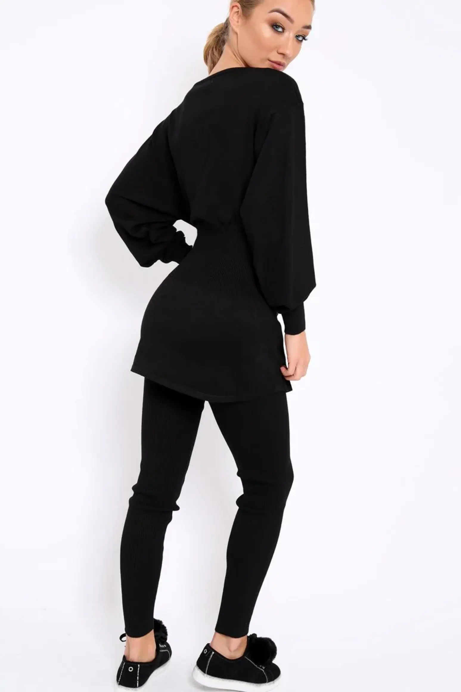 Rebellious Fashion Black Co-ord with Corset Waist Tie Detail - Laurel
