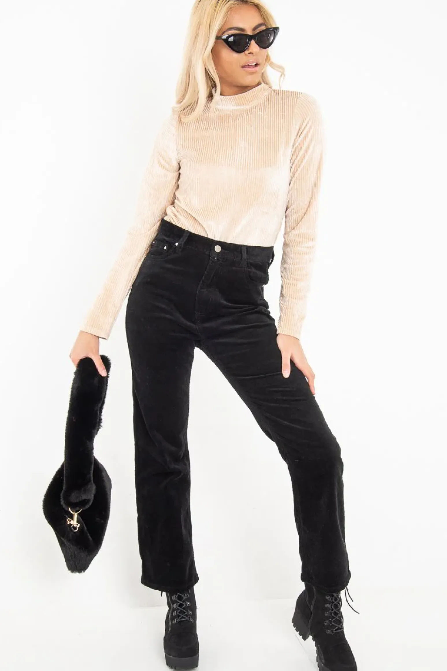 Rebellious Fashion Black Corduroy Mom Jeans - Oprah