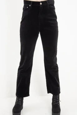 Rebellious Fashion Black Corduroy Mom Jeans - Oprah