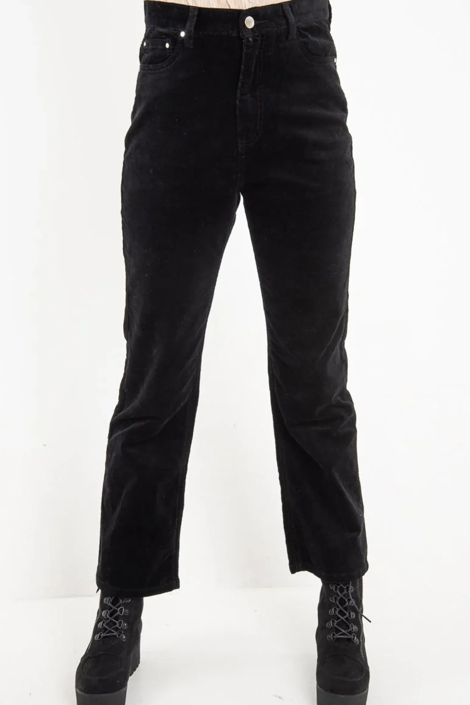 Rebellious Fashion Black Corduroy Mom Jeans - Oprah