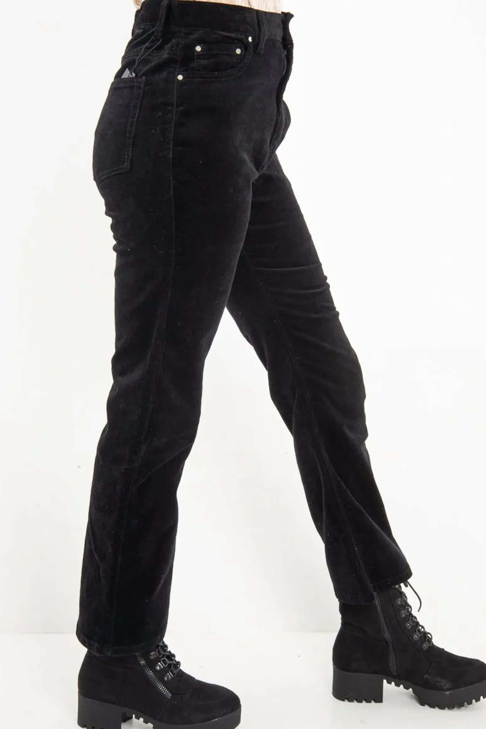 Rebellious Fashion Black Corduroy Mom Jeans - Oprah
