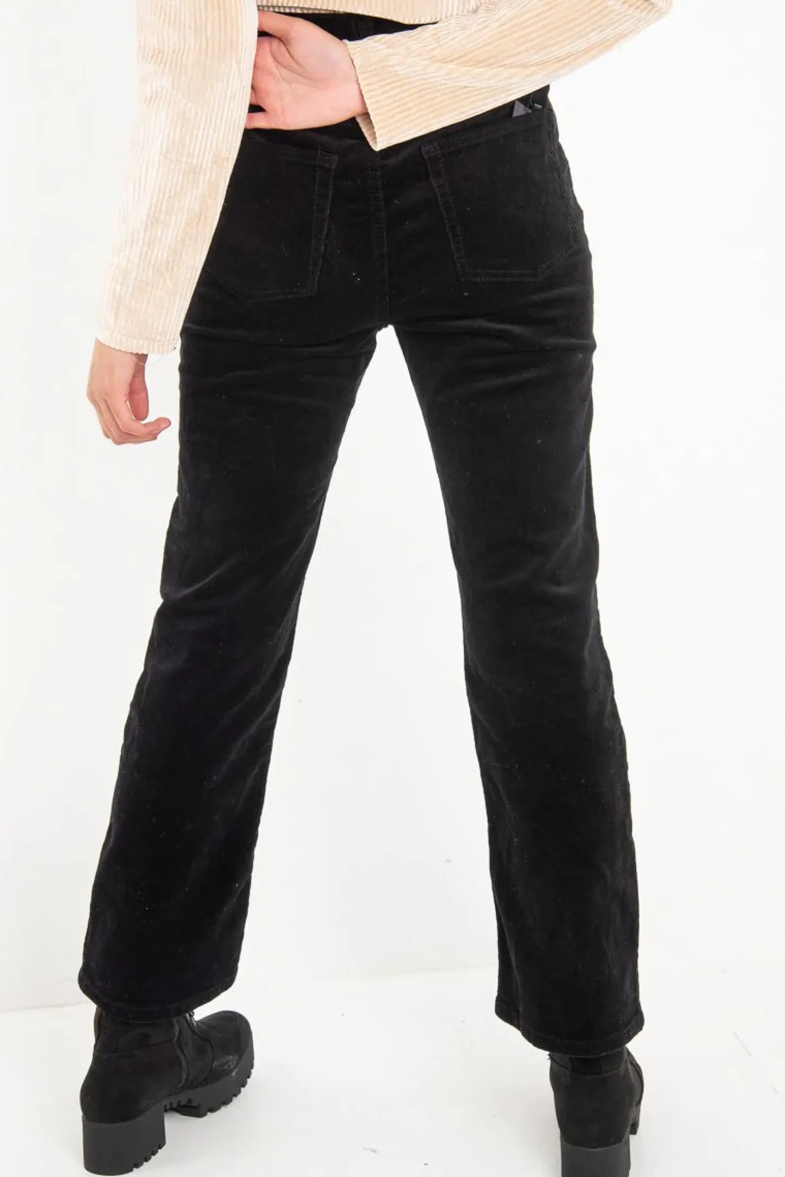 Rebellious Fashion Black Corduroy Mom Jeans - Oprah