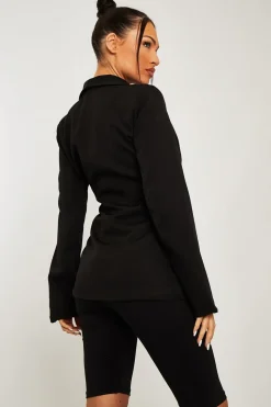 Rebellious Fashion Black Corset Detail Blazer - Aubrey