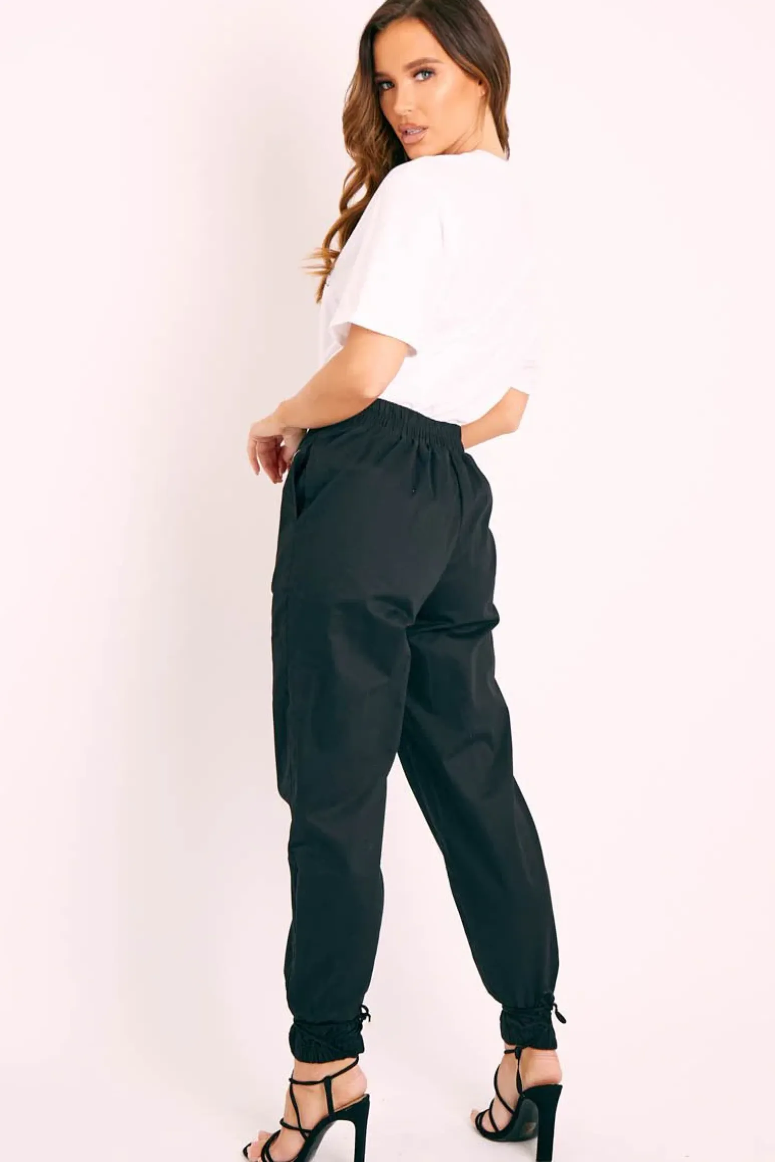 Rebellious Fashion Black Corset Detail Cuffed Trousers - Hayleigh