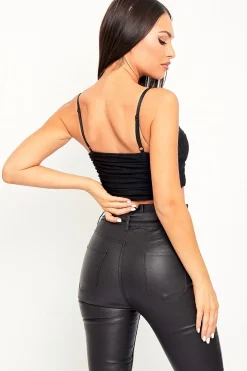 Rebellious Fashion Black Corset Lace Front Crop Top - Huda