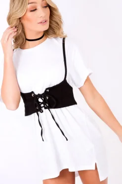 Rebellious Fashion Black Corset Lace Up Eyelet Crop Top - Mylene