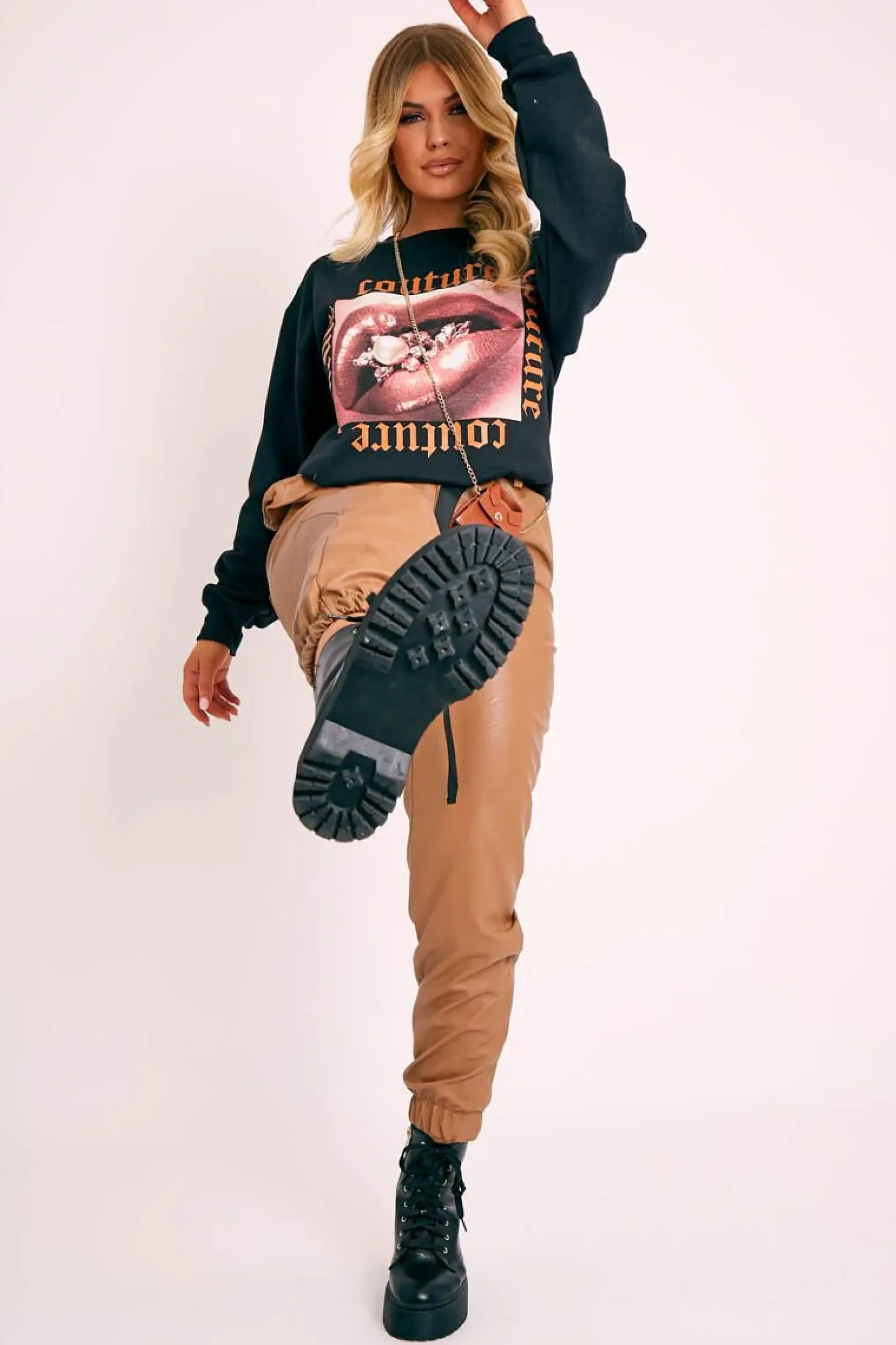 Rebellious Fashion Black Couture Graphic Sweatshirt - Verity