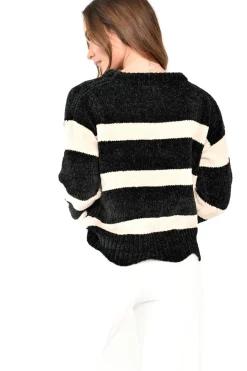 Rebellious Fashion Black Cream Chenille Slogan Tape Jumper - Gwenith