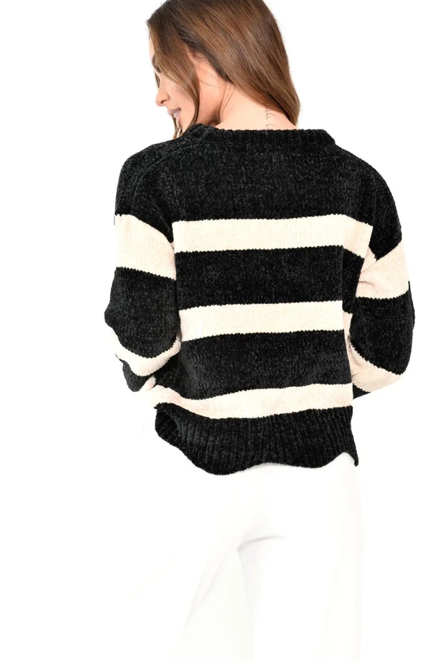Rebellious Fashion Black Cream Chenille Slogan Tape Jumper - Gwenith