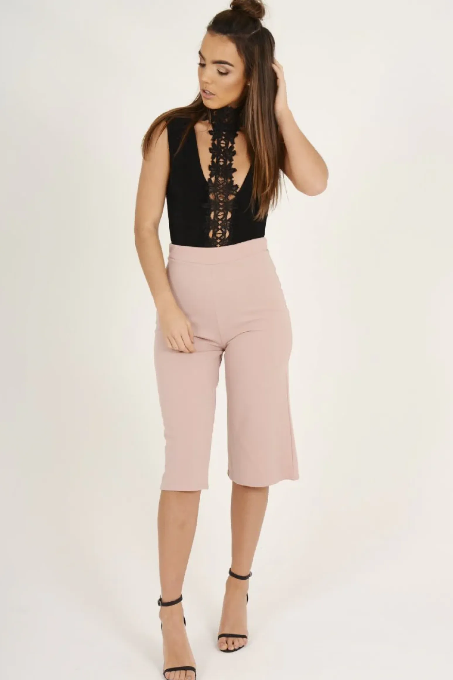 Rebellious Fashion Black Crochet Choker Bodysuit - Tamara