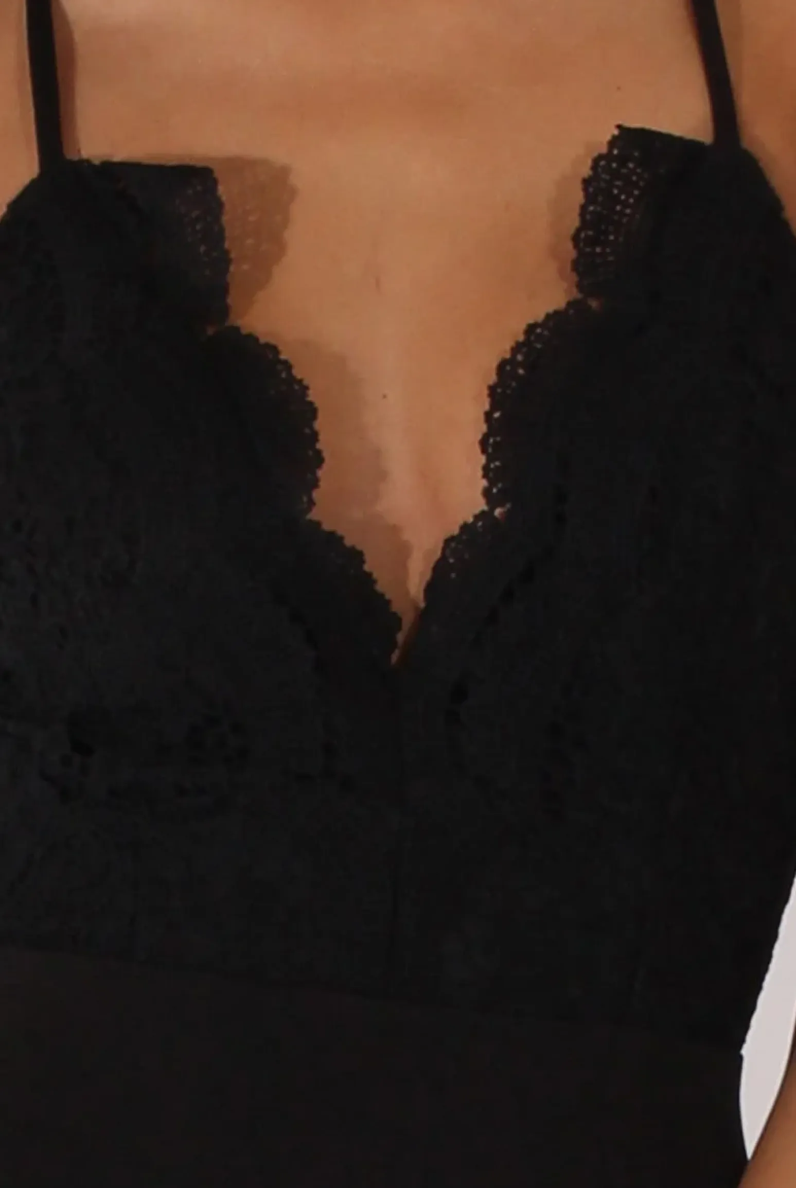 Rebellious Fashion Black Crochet Cross Back Bodysuit - Crecia