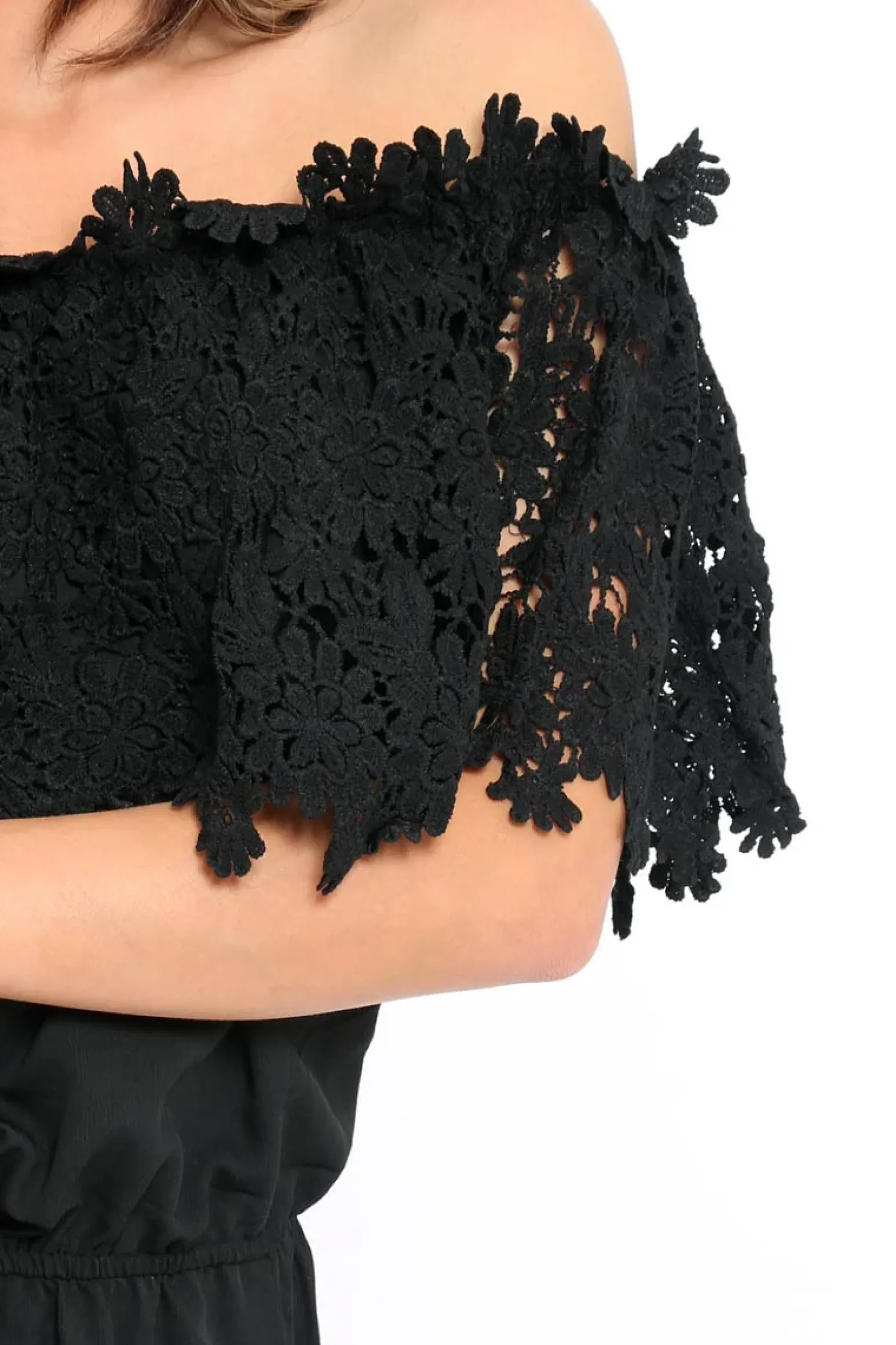 Rebellious Fashion Black Crochet Playsuit - Bec