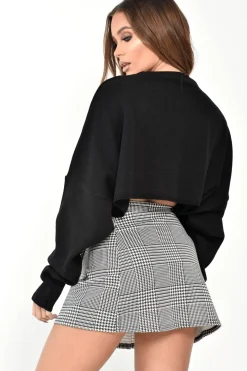 Rebellious Fashion Black Cropped Batwing Jumper - Lizy