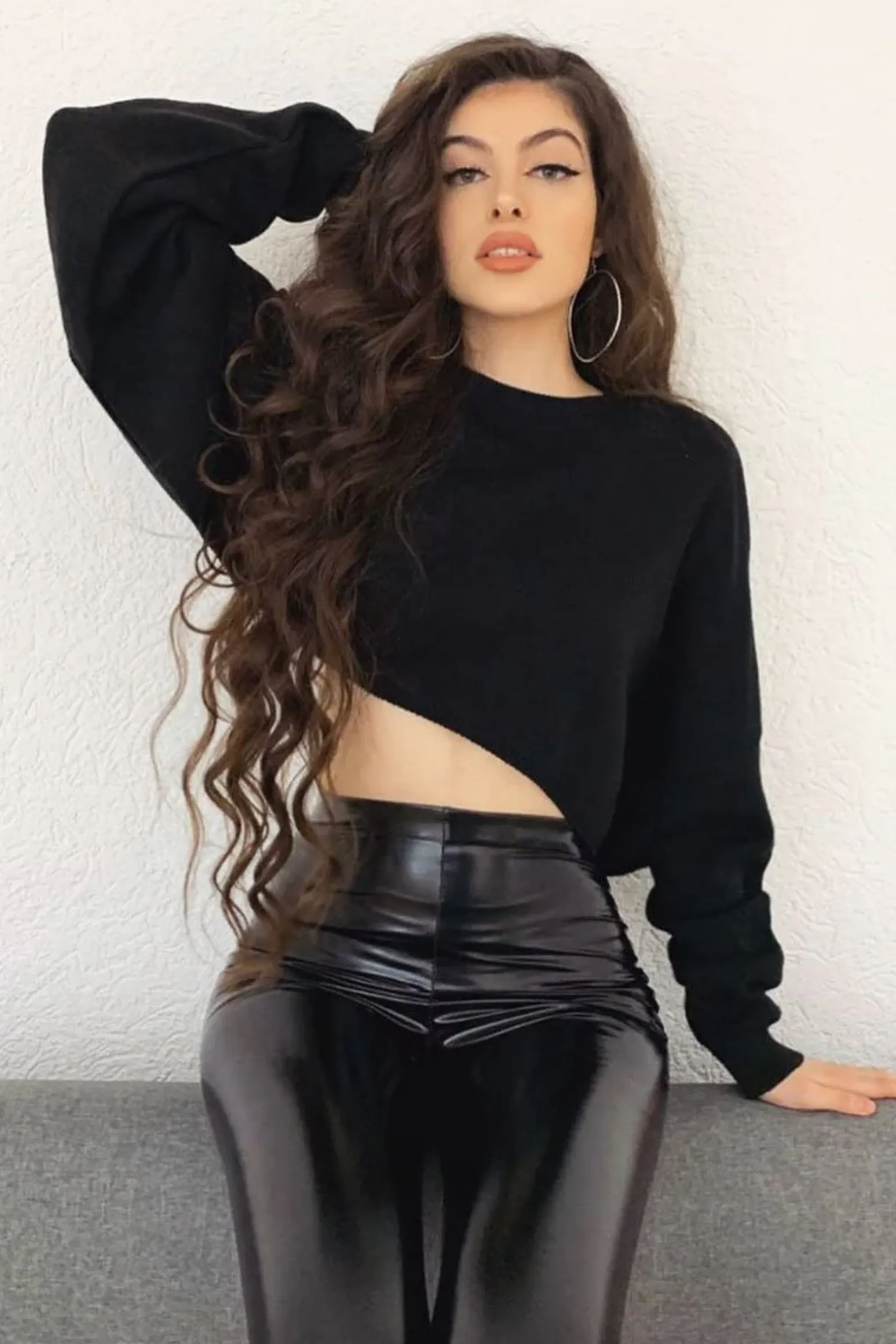 Rebellious Fashion Black Cropped Batwing Jumper - Lizy