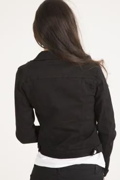 Rebellious Fashion Black Cropped Fit Denim Jacket - Scarlett