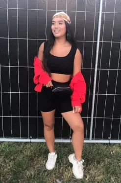 Rebellious Fashion Black Cropped Top and Leggings Co-Ords - Remini