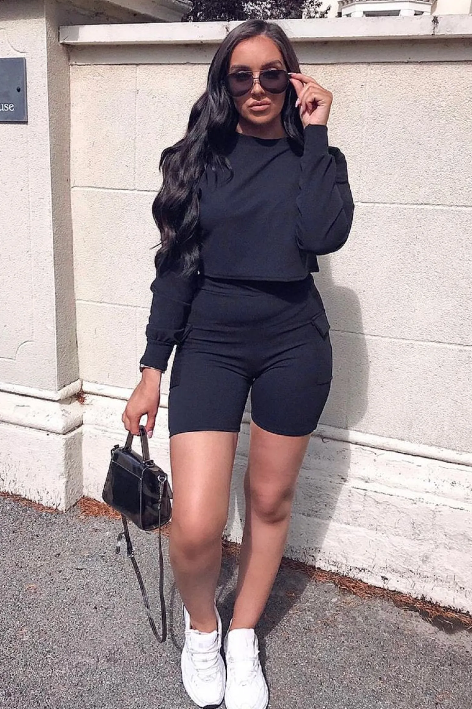 Rebellious Fashion Black Crop Top And Shorts Co-ord Set - Fina