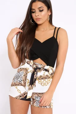Rebellious Fashion Black Cross Over Cut Out Bodysuit - Safia
