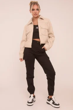 Rebellious Fashion Black Cuffed Cargo Trousers - Genesis