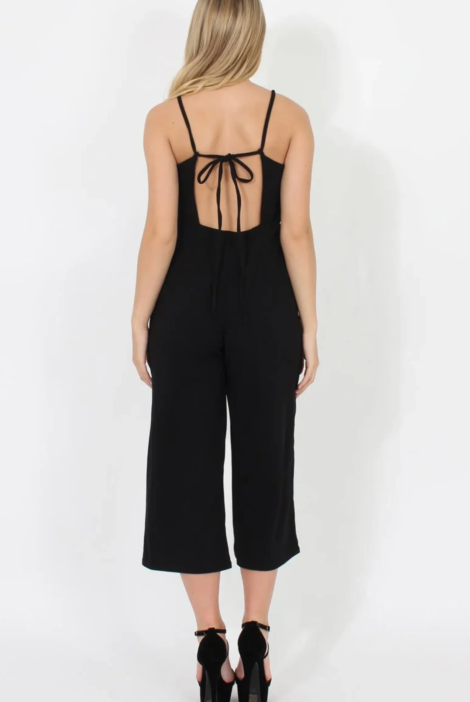 Rebellious Fashion Black Culotte Jumpsuit - Sienna