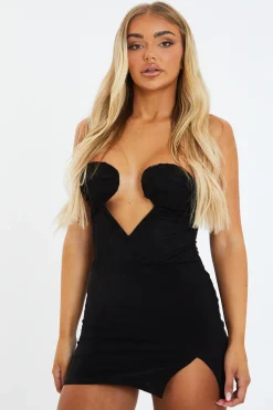 Rebellious Fashion Black Cupped Lace Bodysuit - Delia