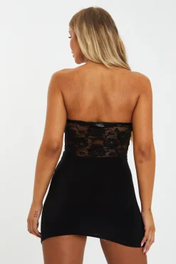Rebellious Fashion Black Cupped Lace Bodysuit - Delia