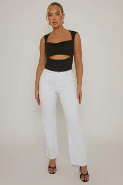 Rebellious Fashion Black Cut Out Cap Sleeve Crop Top - Donatella