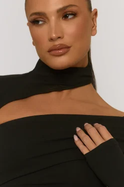 Rebellious Fashion Black Cut Out Fitted Top - Varya