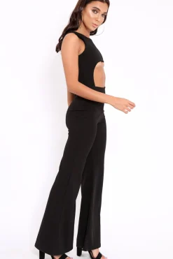 Rebellious Fashion Black Cut Out Middle Jumpsuit - Dixi
