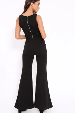 Rebellious Fashion Black Cut Out Middle Jumpsuit - Dixi