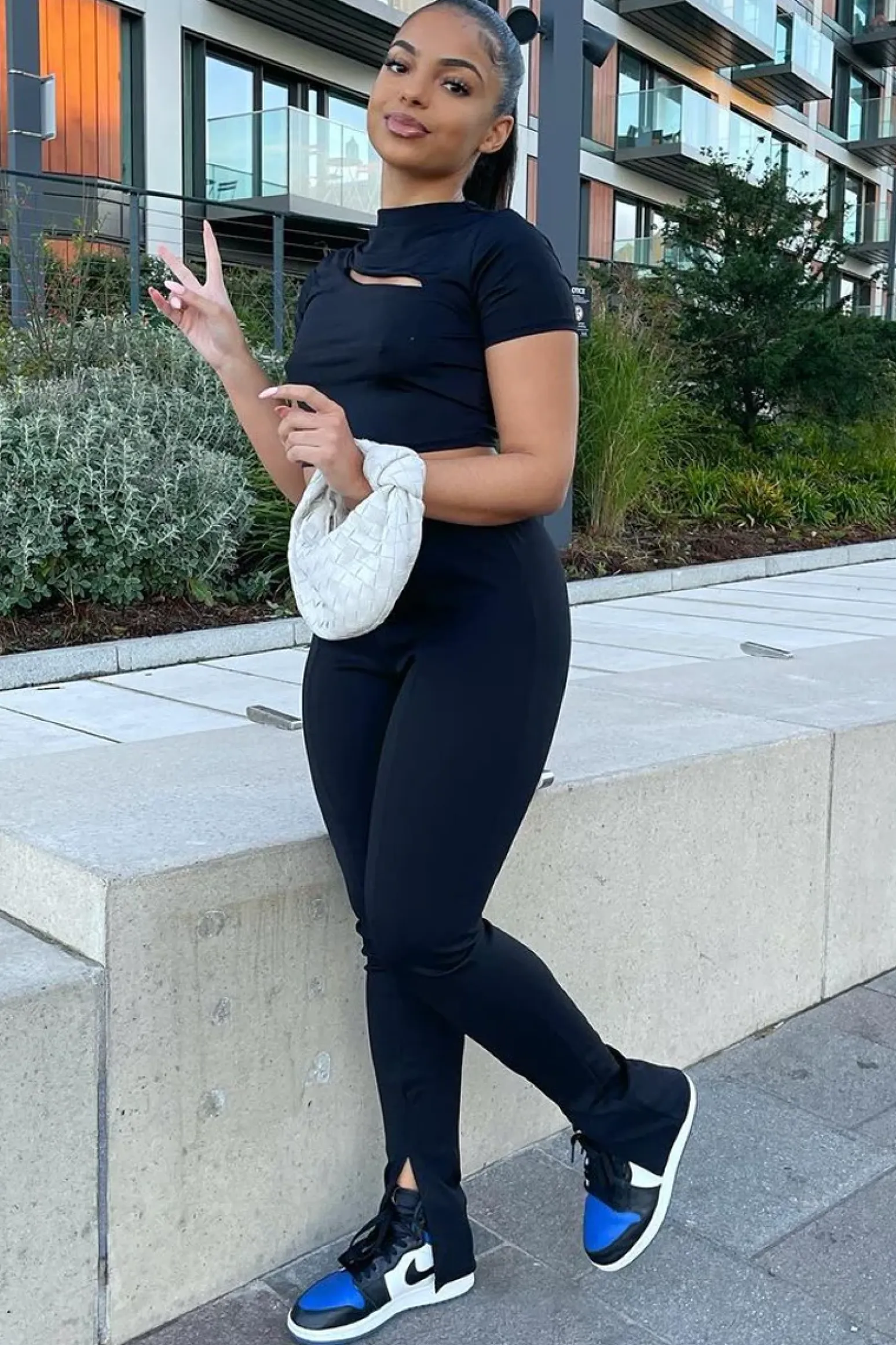 Rebellious Fashion Black Cut Out Short Sleeve Slinky Crop Top - Harriet