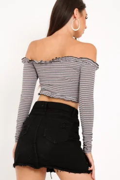 Rebellious Fashion Black Denim Rip Mini Skirt - Selenia
