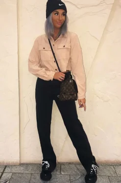 Rebellious Fashion Black Denim Straight Leg Side Split Jeans - Tashi