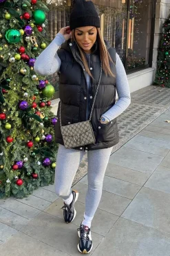Rebellious Fashion Black Detachable Hood Puffer Gilet - Emisha